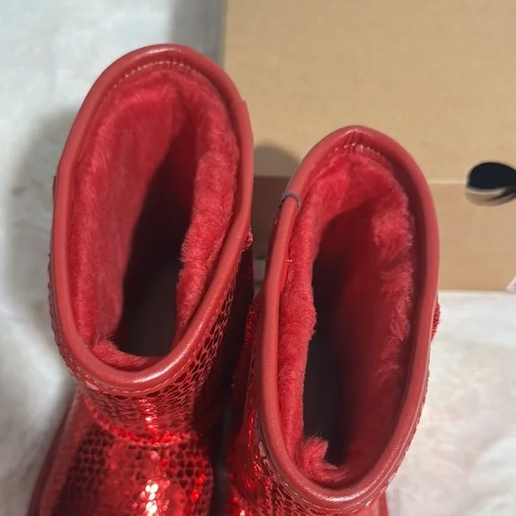 UGG Red Sparkle Ankle Boots